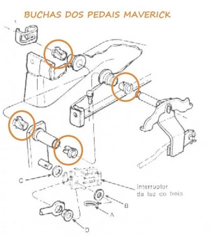 Bucha Do Eixo Do Pedal Embreagem Freio Ford Maverick