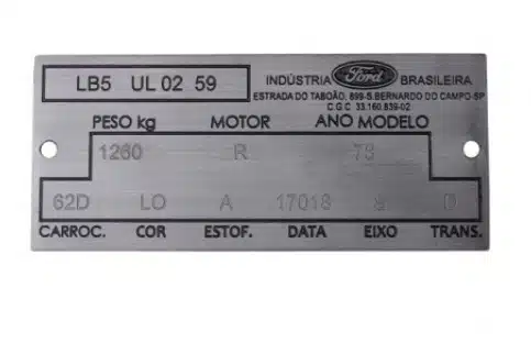 Plaqueta Identificação Porta Ford Maverick - Imagem 3