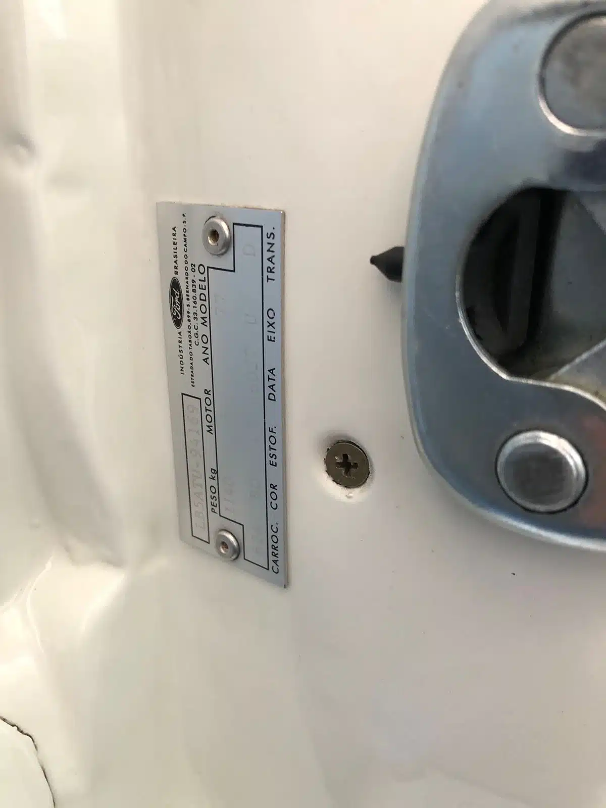 Plaqueta Identificação Porta Ford Maverick - Imagem 2