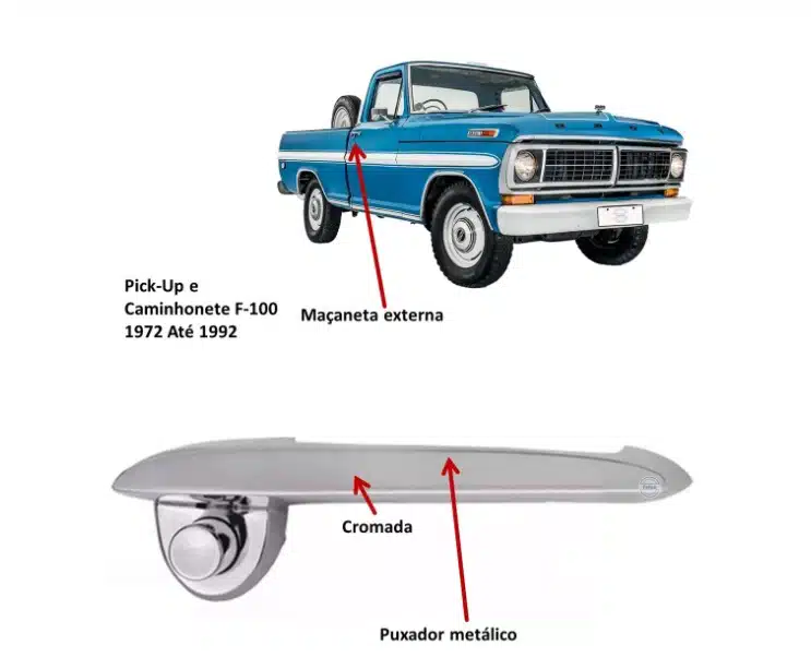 Maçaneta Fechadura Porta Ford F100 - Imagem 2