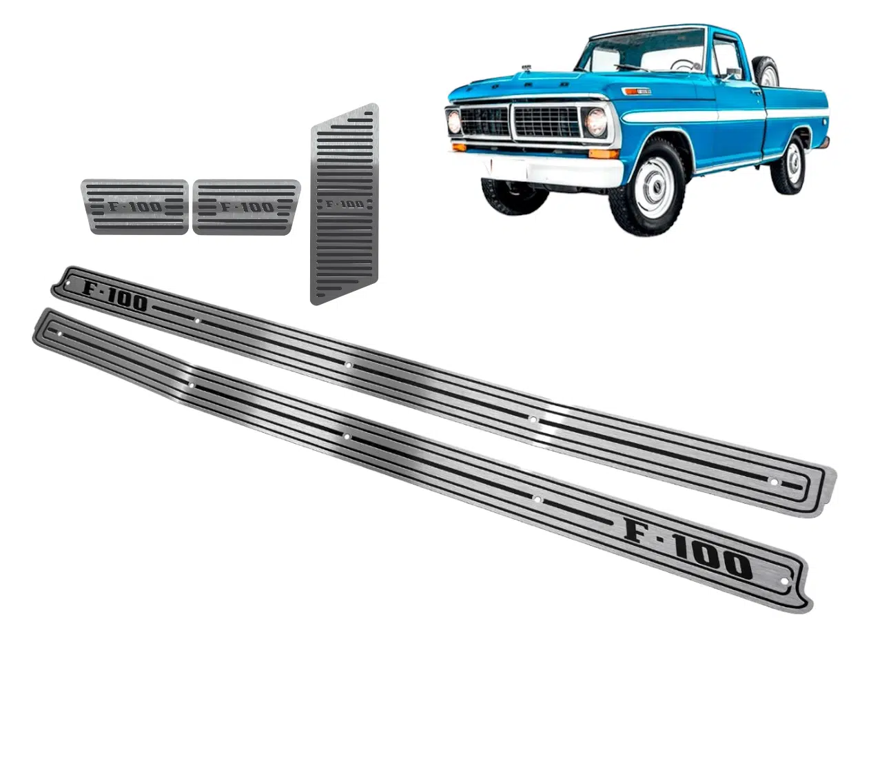Kit Soleira Porta e Pedaleira Inox Ford F100 Acima 1972 PerformanceV8
