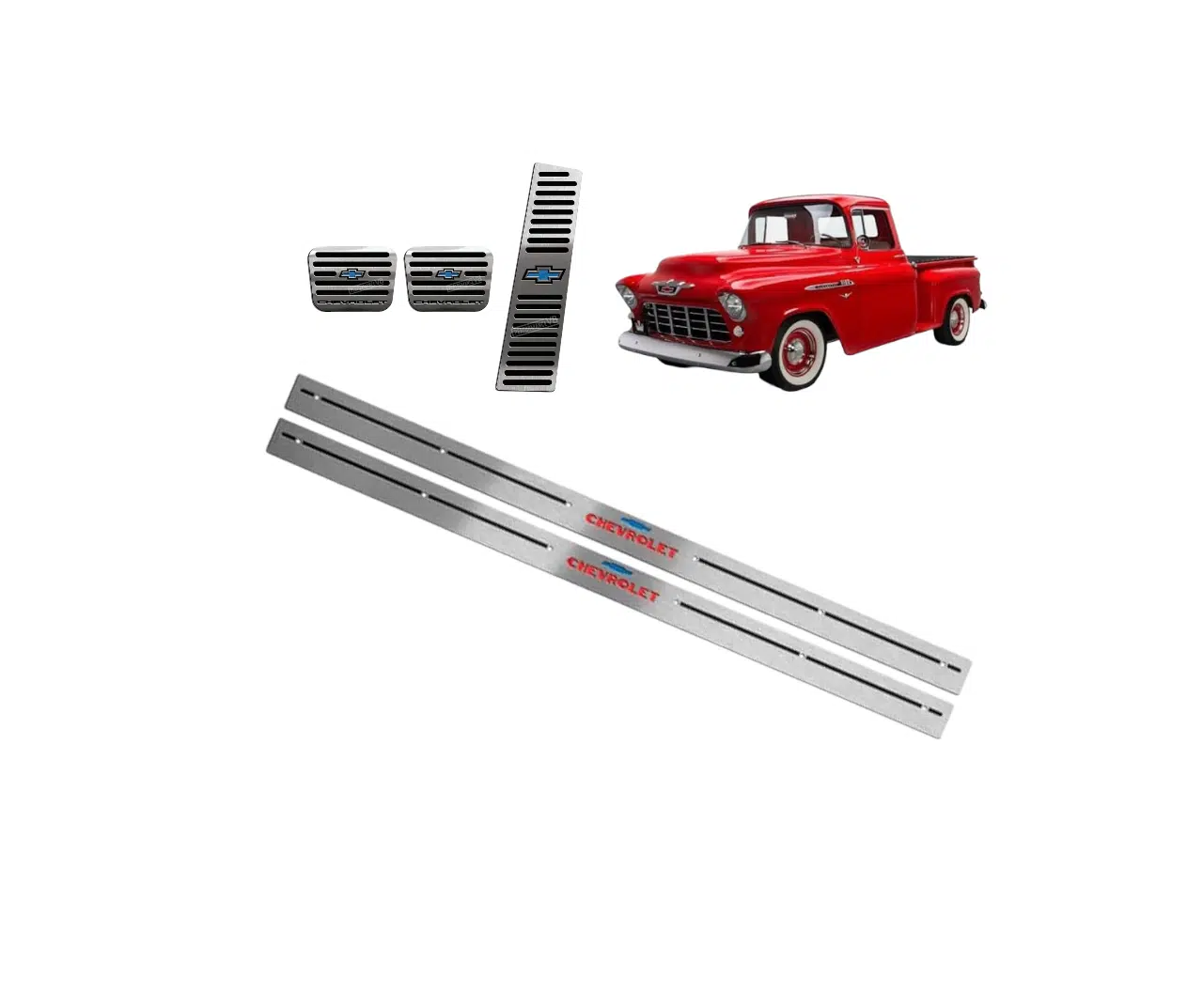 Kit Pedaleira Soleira Friso Porta Inox Chevrolet Pick Up Marta Rocha PerformanceV8