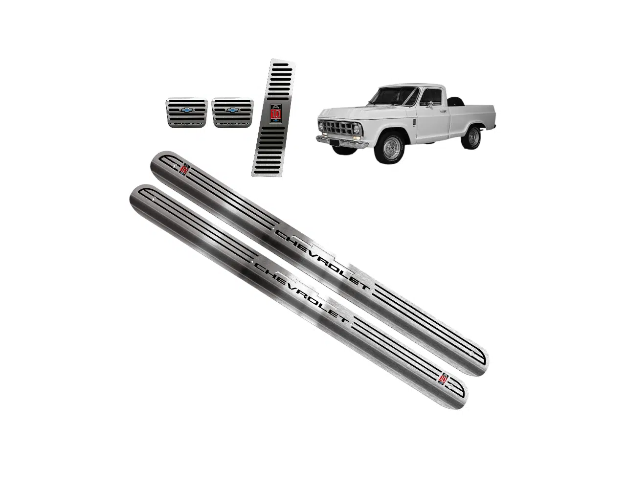 Kit Pedaleira Soleira Friso Porta Inox Chevrolet A10 PerformanceV8