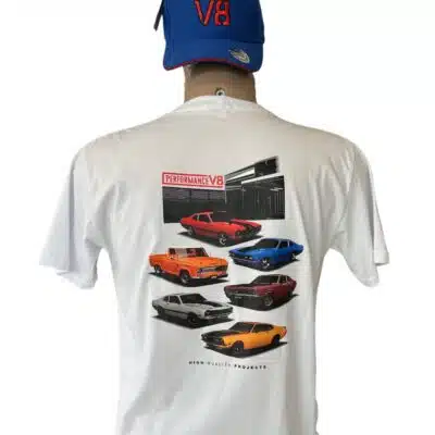 Camiseta Branca Bone Azul Performance V8